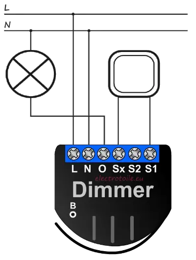 raccordement d'un dimmer FGD211 Fibaro avec Neutre avec un interrupteur simple