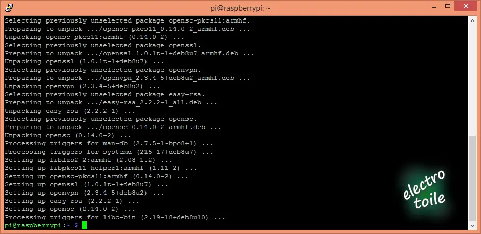 installation d'openVPN et OpenSSl sur raspberry PI