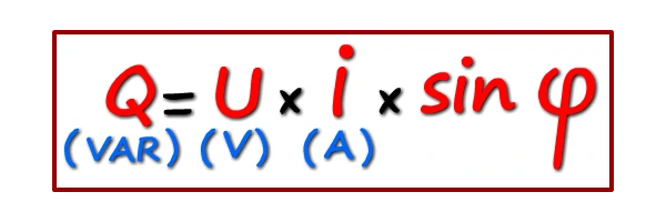 Formule interactive de la puissance réactive Q=UIsin φ