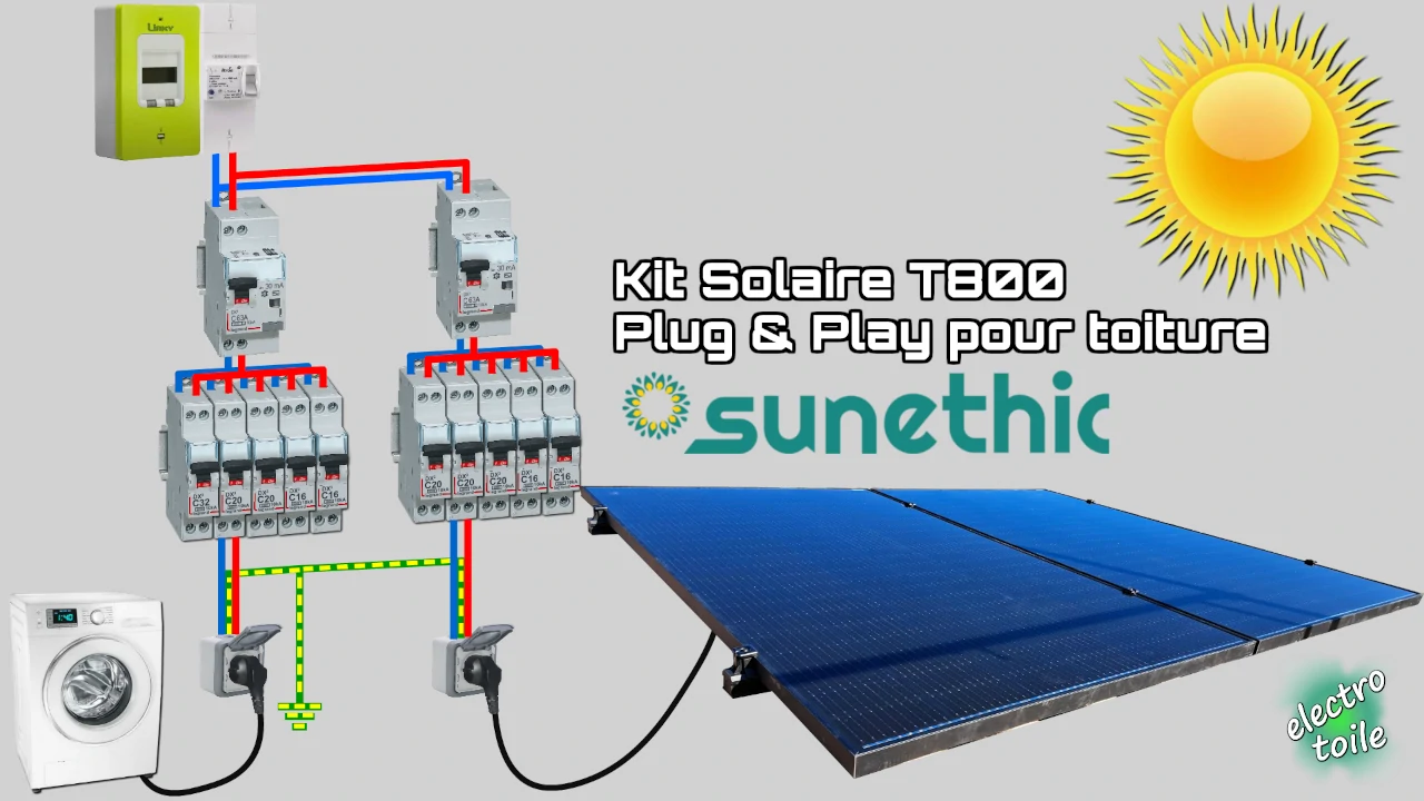 principe du raccordement du kit solaire pour toiture Sunethic