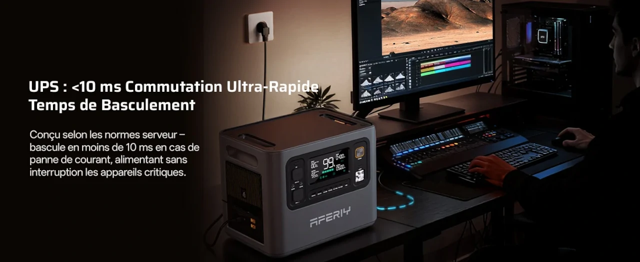 La station d'énergie AFERIY P300 dispose de la fonctionnalité alimentation sans coupure UPS