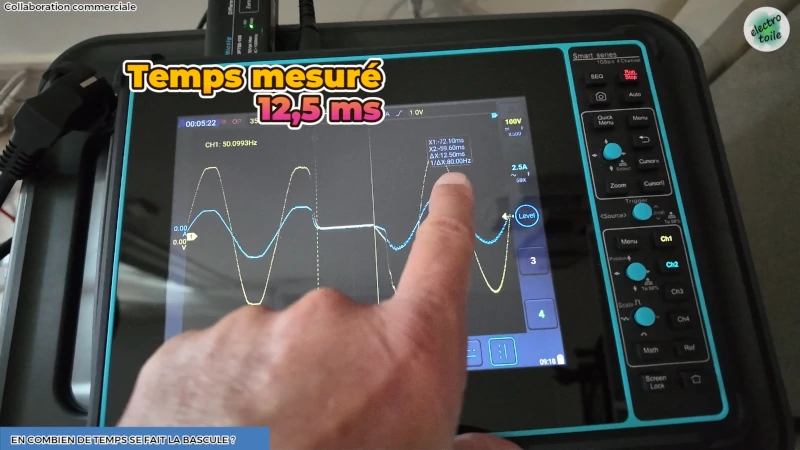 Mesure à l'oscilloscope du temps de basculement UPS de l'AFERIY P300