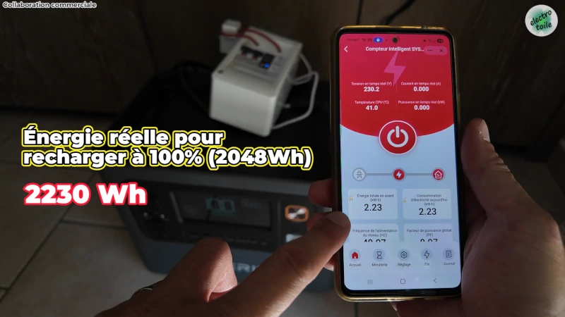 mesures de l'énergie nécessaire pour recharger complètement la station AFERIY P300