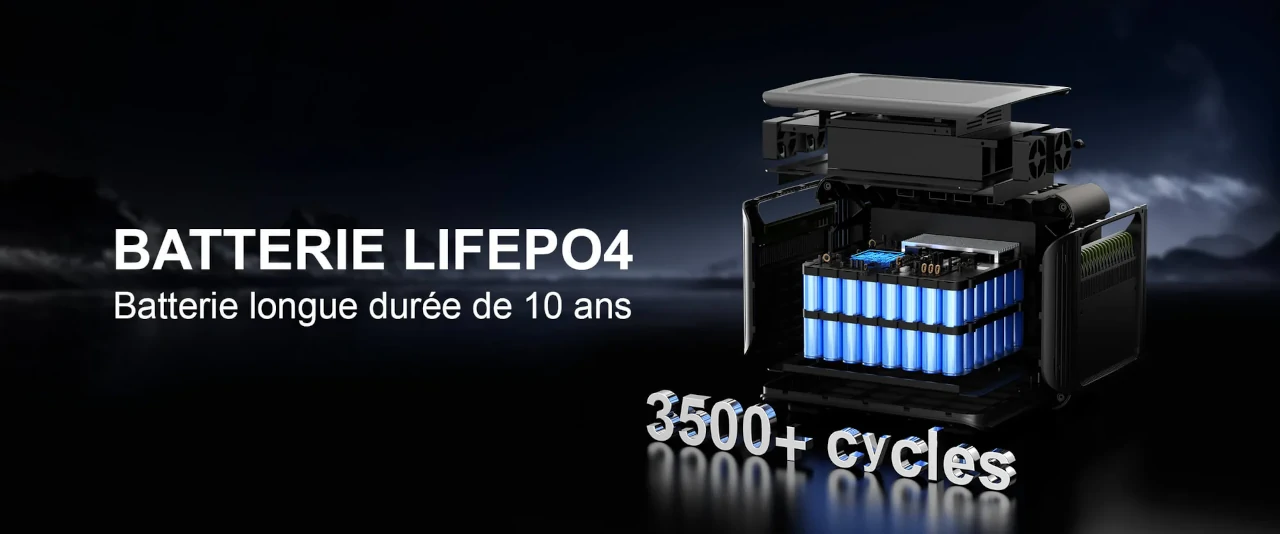 la station d'énergie R2500 est équipée d'une batterie lithium fer phosphate