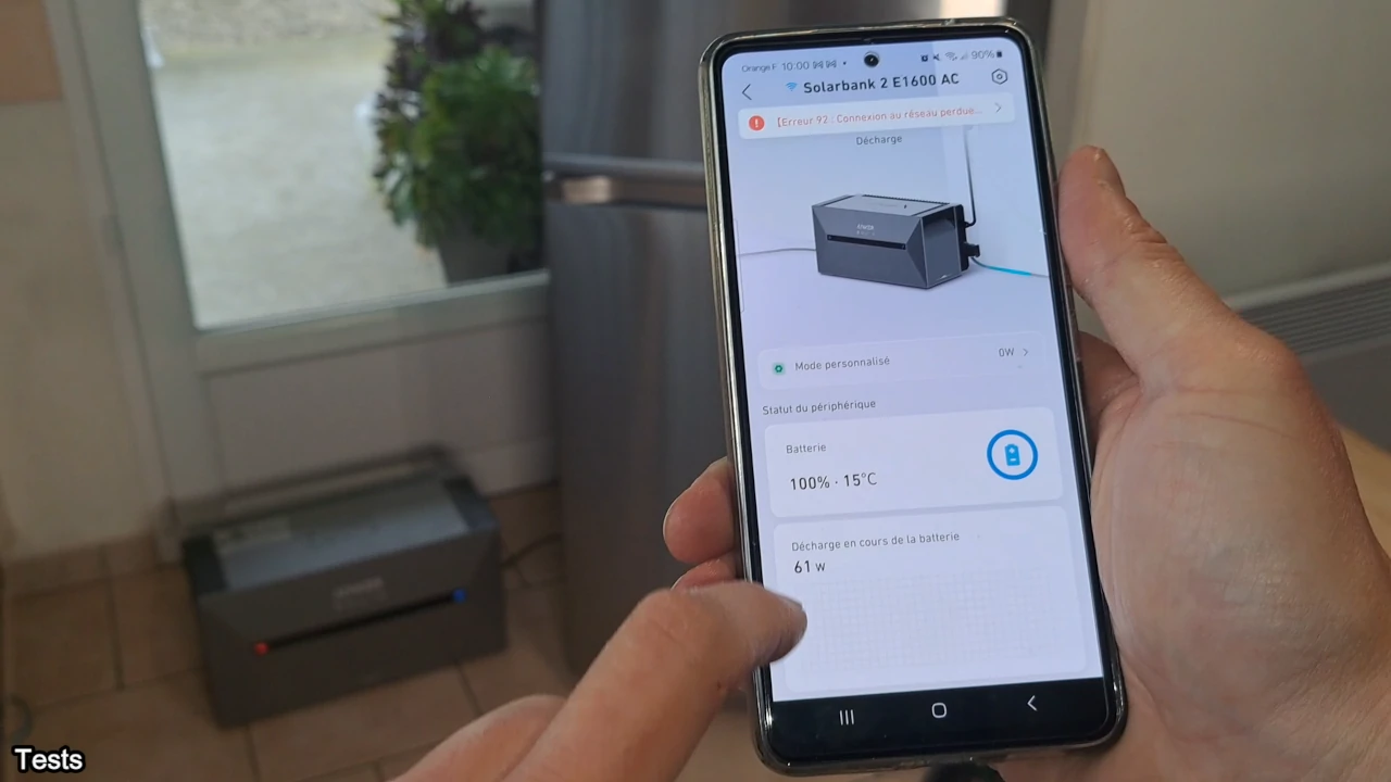 alimentation secours via l'application Anker sur la batterie solarbank 2 AC