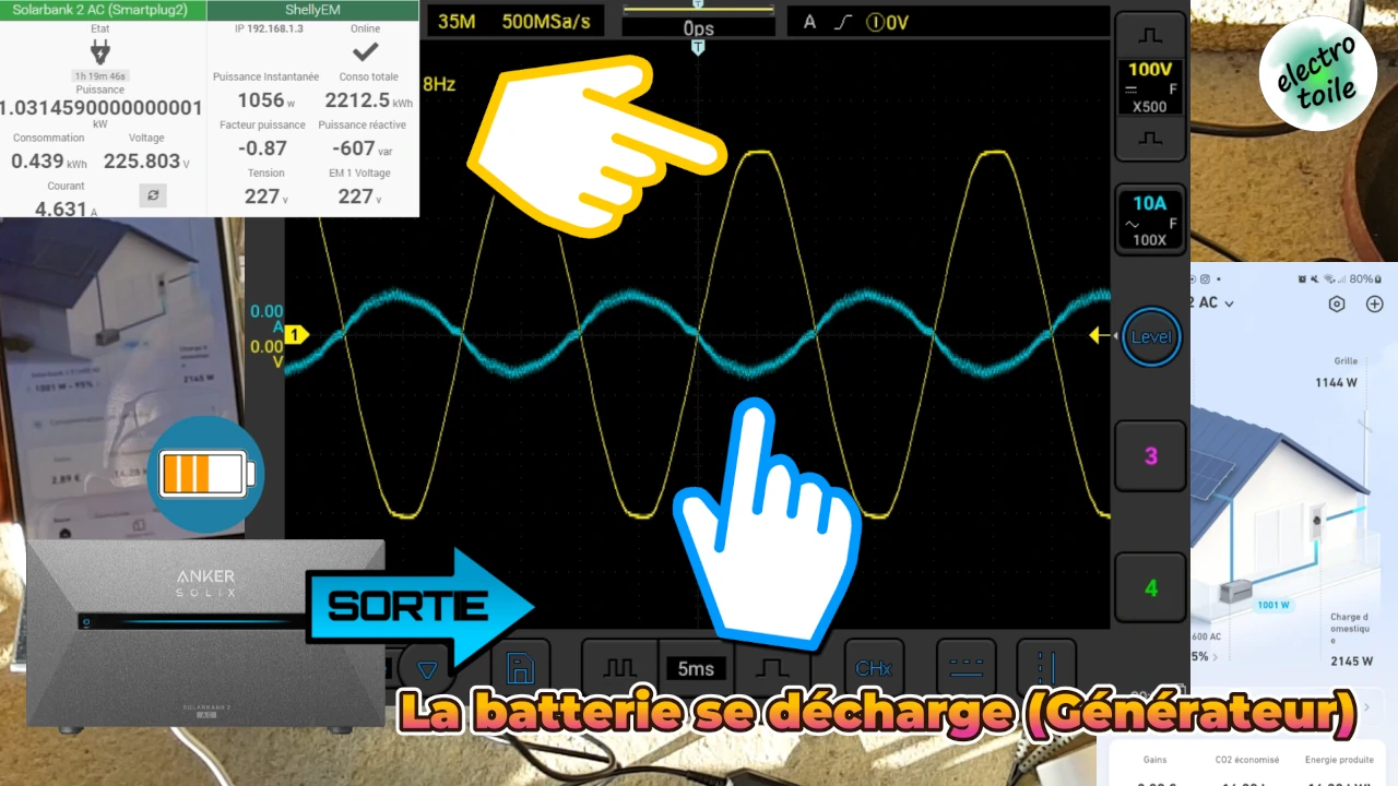 on observe la decharge de la batterie solarbank 2 AC quand le micro-onduleur est en mode générateur