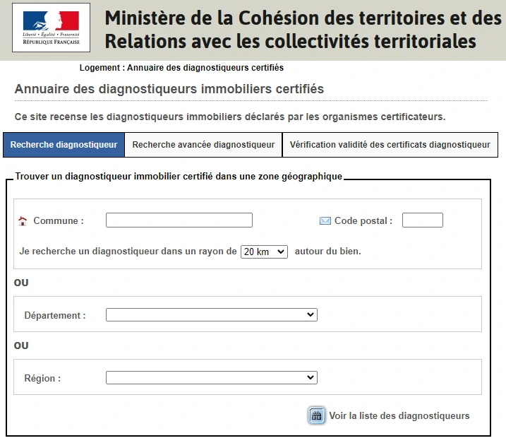 annuaire officiel des diagnostiqueurs certifiés