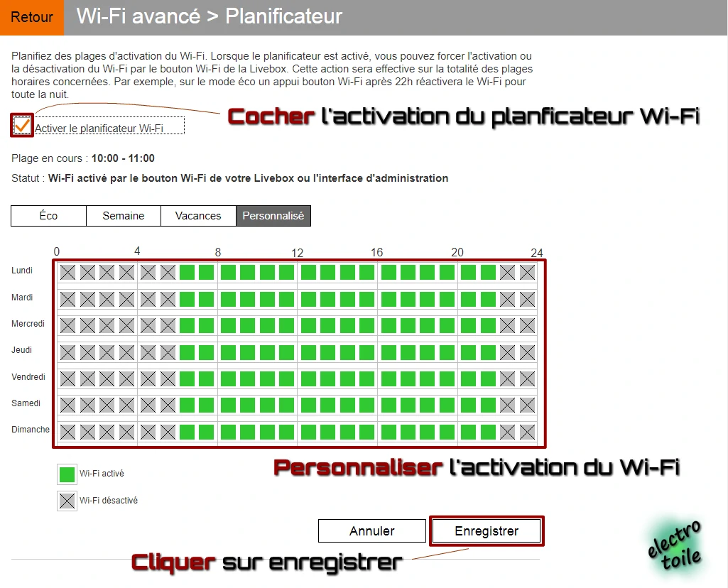 Planifier le fonctionnement du Wifi dans le logement