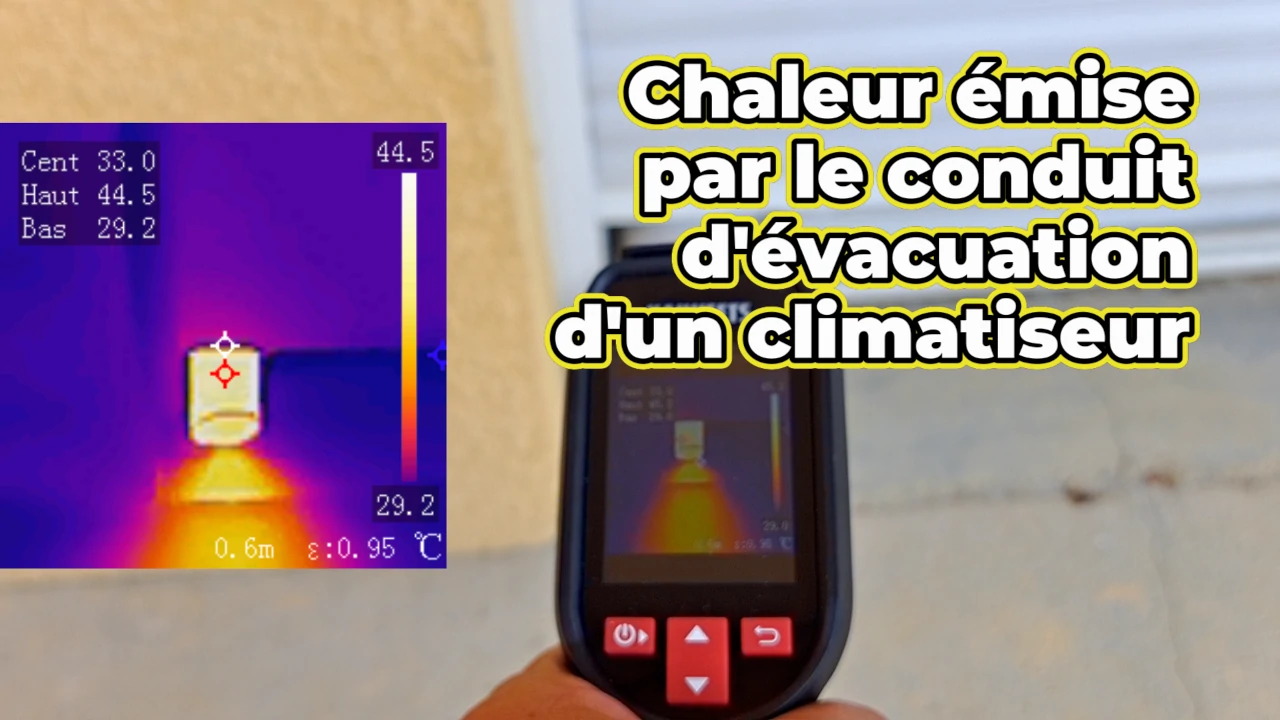 mesure avec la caméra thermique du conduit d'évacuation d'un climatiseur portable