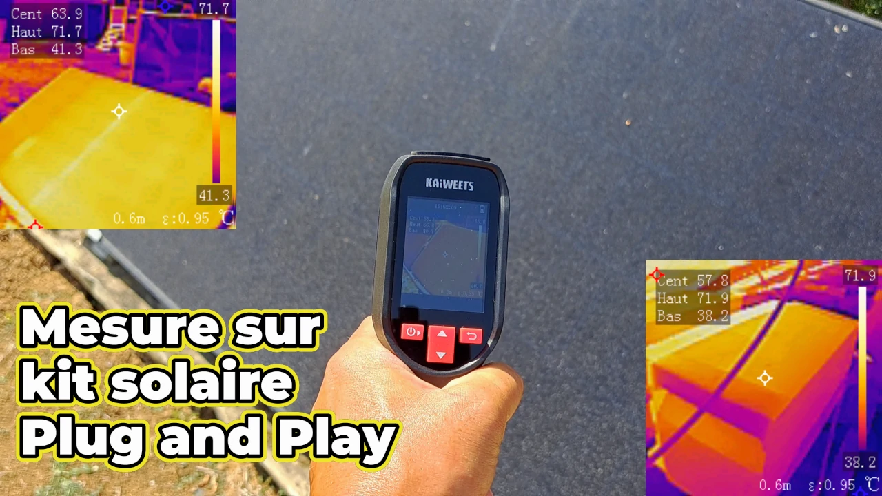mesure avec la caméra thermique de la température d'un kit solaire plug and play