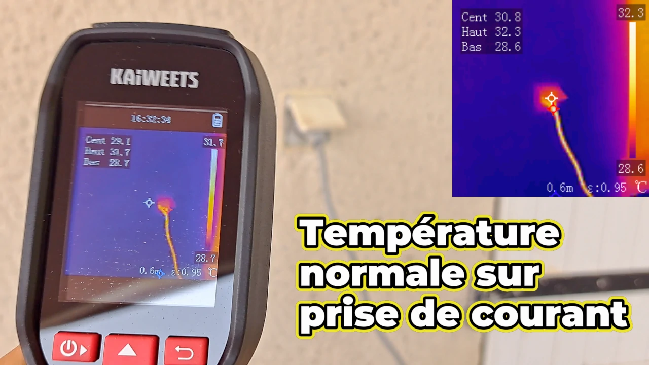 mesure avec la caméra thermique de la température d'un kit solaire plug and play