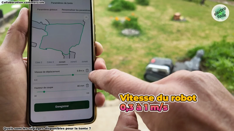 les réglages disponibles dans l'application Lymow