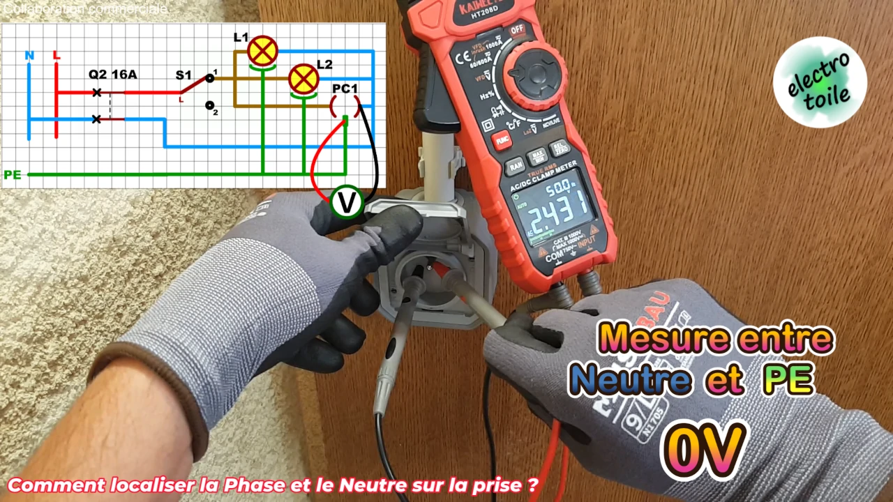 comment mesurer la tension entre neutre et terre sur une prise de courant ?