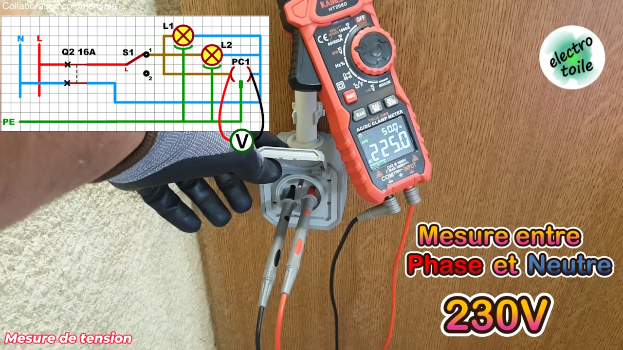 comment mesurer la tension entre phase et neutre sur une prise de courant ?