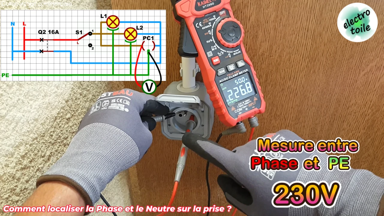 comment mesurer la tension entre phase et terre sur une prise de courant ?