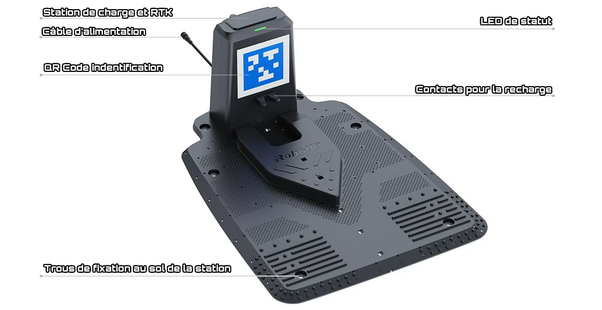 le robot tondeuse RoboUp dispose d'une station base pour la recharge