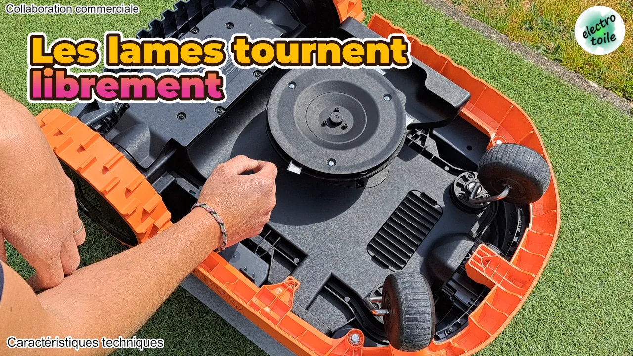 les 6 lames de coupe du robot tondeuse X330E Navimow tournent librement pour éviter la casse