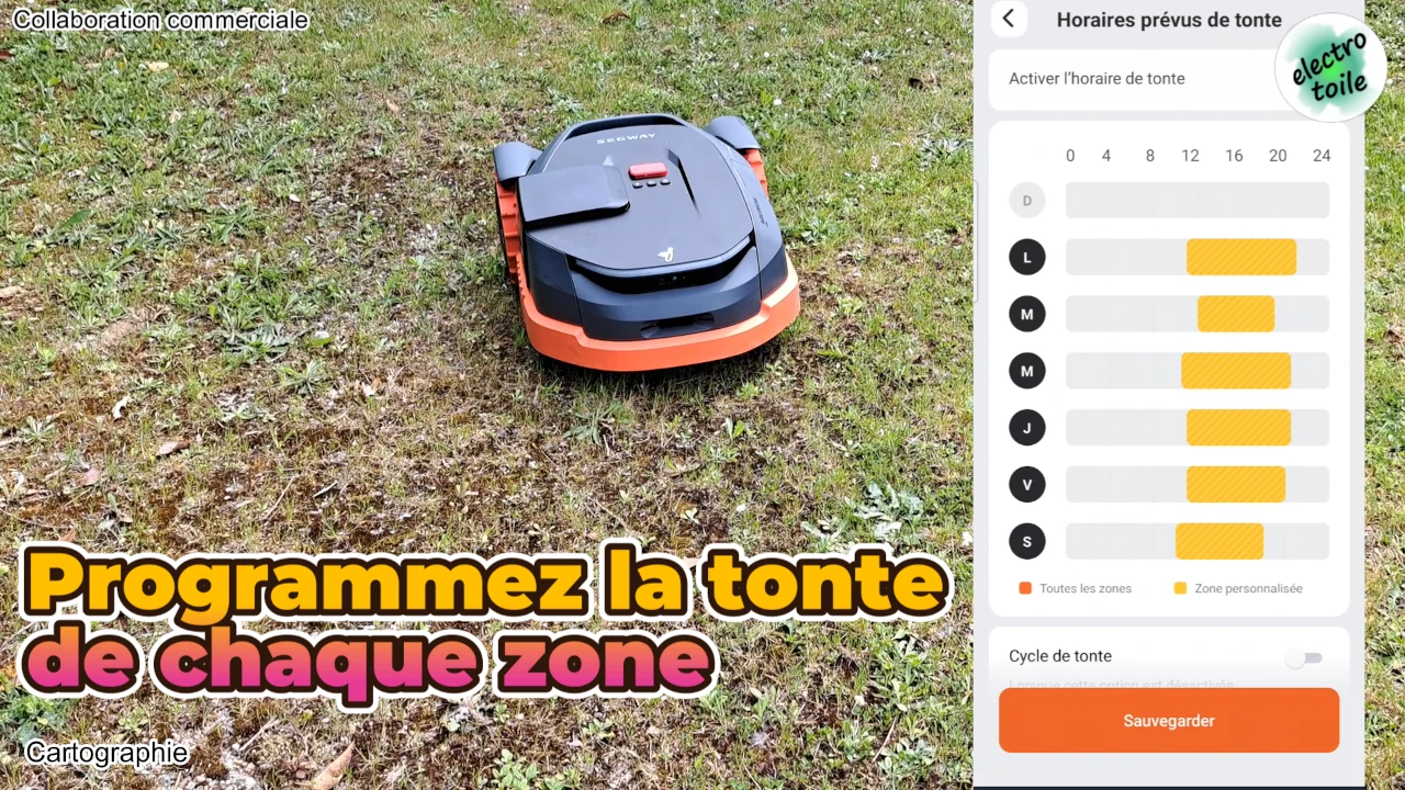 programmation de la tonte du robot tondeuse Navimow X330E via l'application