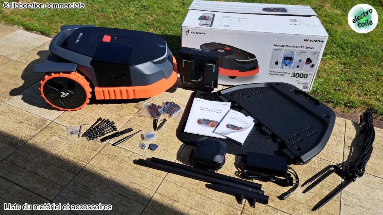 unboxing du robot tondeuse X330E Navimow quels sont les accessoires fournis ?