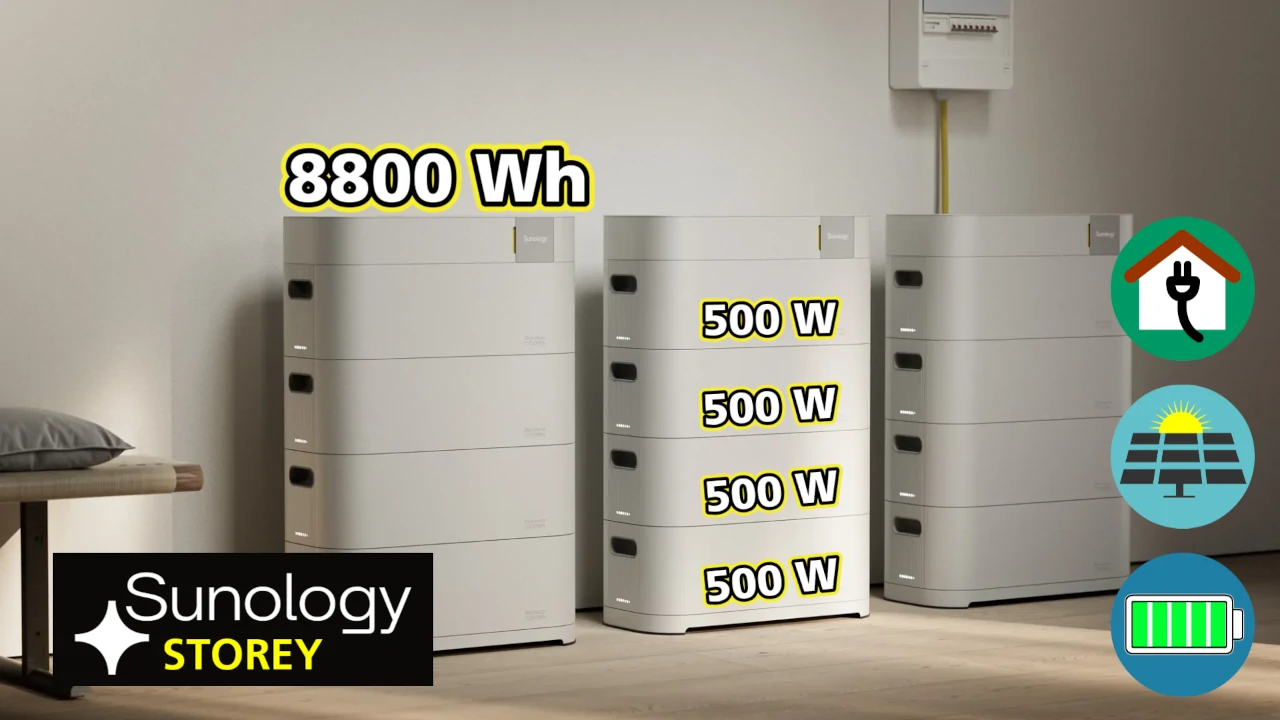 avec plusieurs batterie storey sunology on augmente la capacité et la puissance disponible