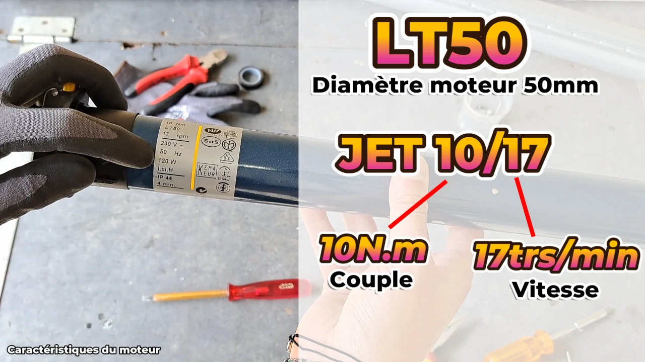 quelles sont les caractéristiques du moteur somfy Jet 10/17 LT50