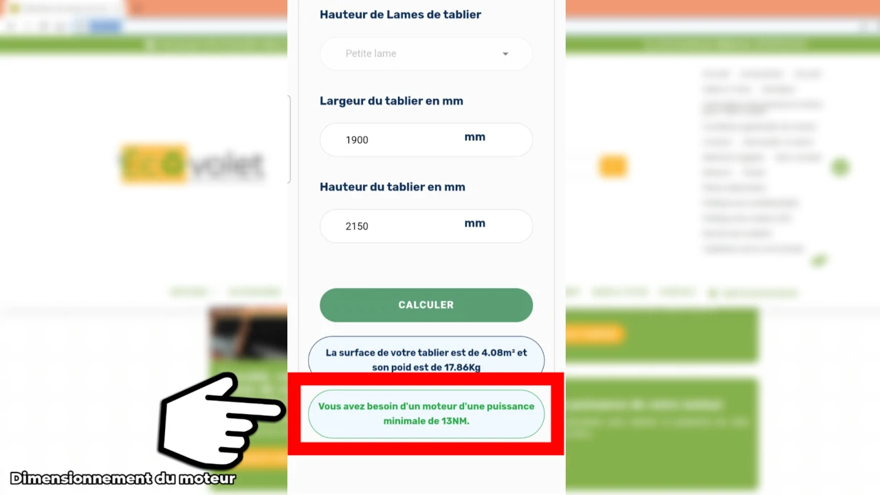 comment dimensionner le moteur volet roulant ?