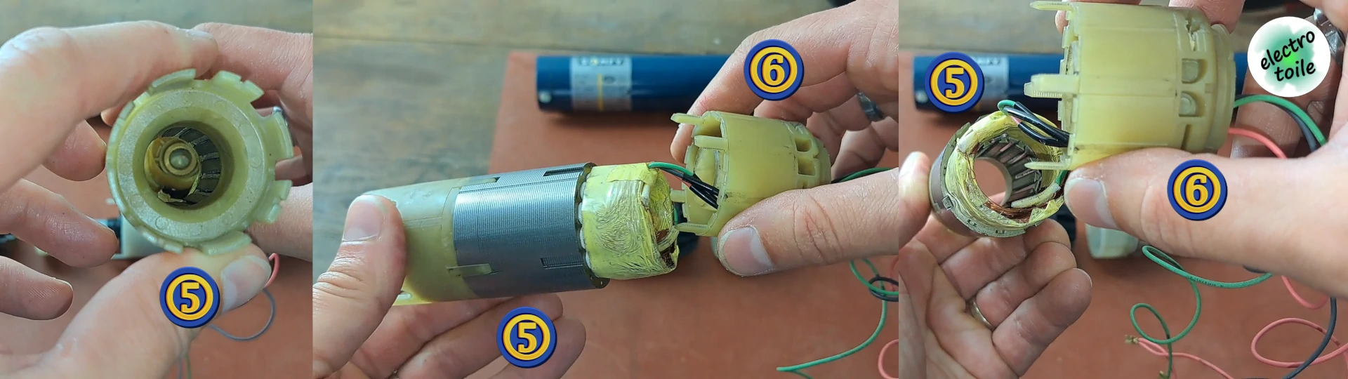 le stator est la partie fixe du moteur, elle regroupe les bobinages du moteur somfy