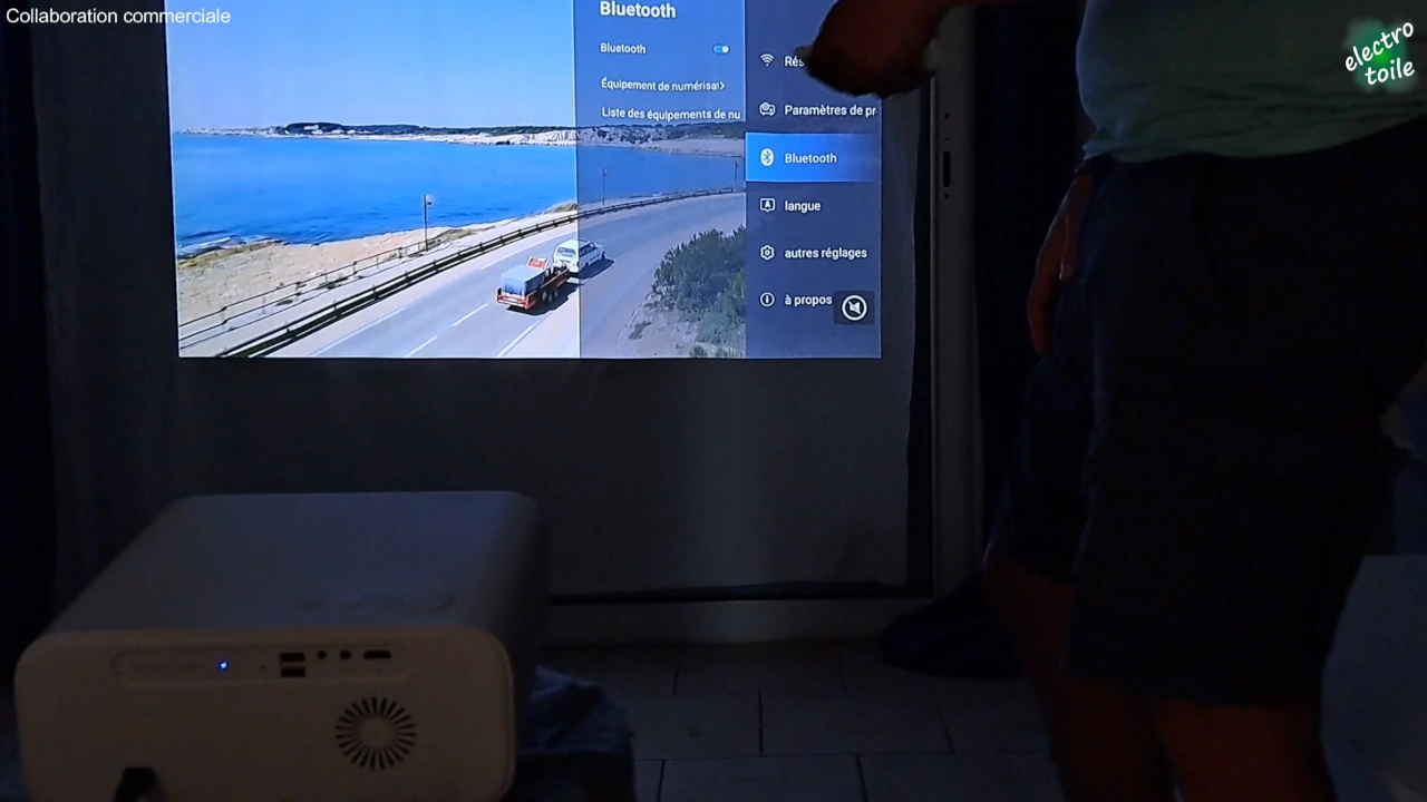 menu d'appairage et de réglage du bluetooth sur le vidéoprojecteur wanbo x5