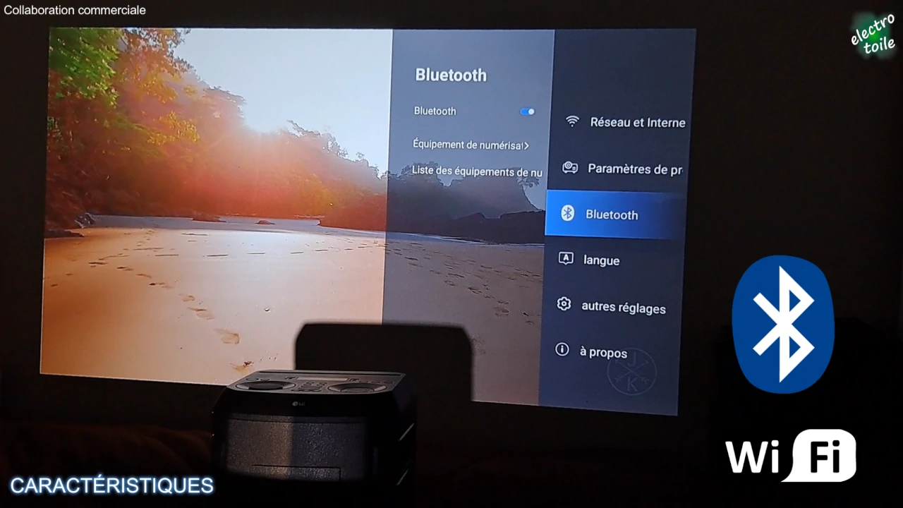 appairage enceinte bluetooth LG sur vidéoprojecteur wanbo X5