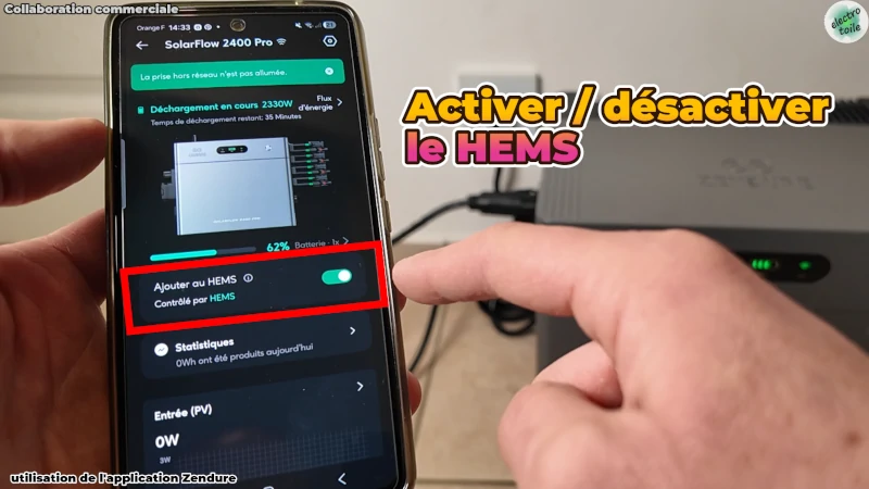 le mode intelligent sur le SolarFlow 2400 PRO est possible en l'ajoutant au HEMS et en réglant l'un des modes intelligent