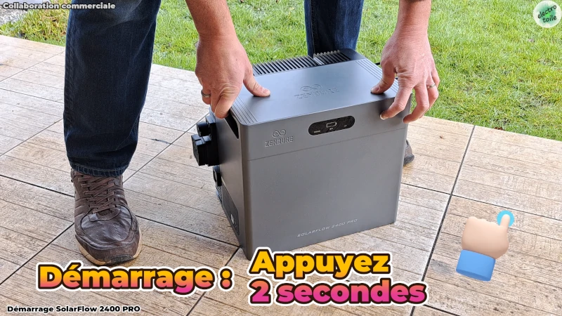 pour démarrer le SolarFlow 2400 Pro appuyez 2 secondes sur le bouton en façade