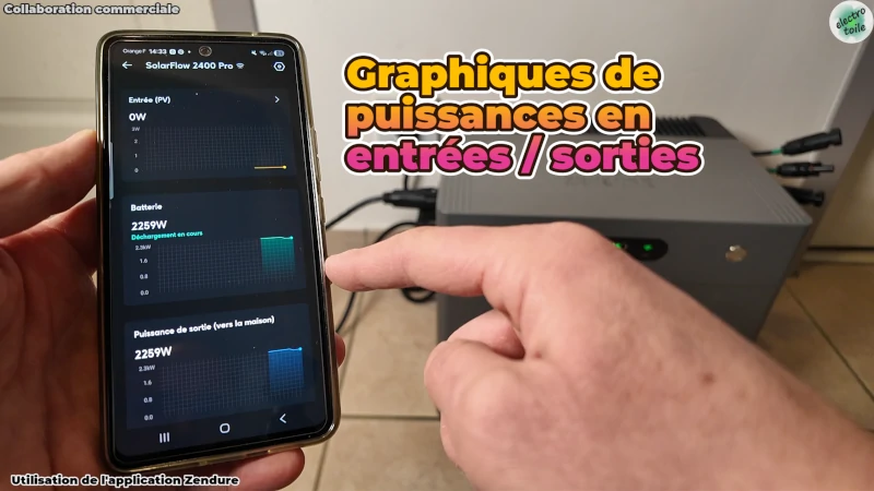visualiser les puissances en entrée et sortie du solarflow 2400 PRO