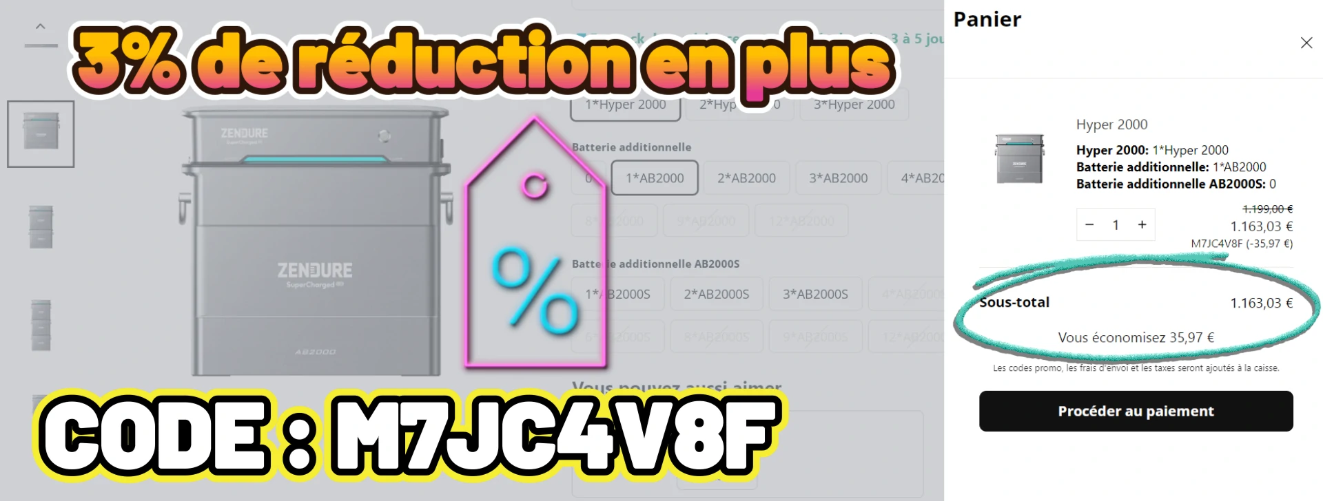 offre black friday 2024 exclusive sur le Zendure Hyper 2000 3% de réduction supplémentaire