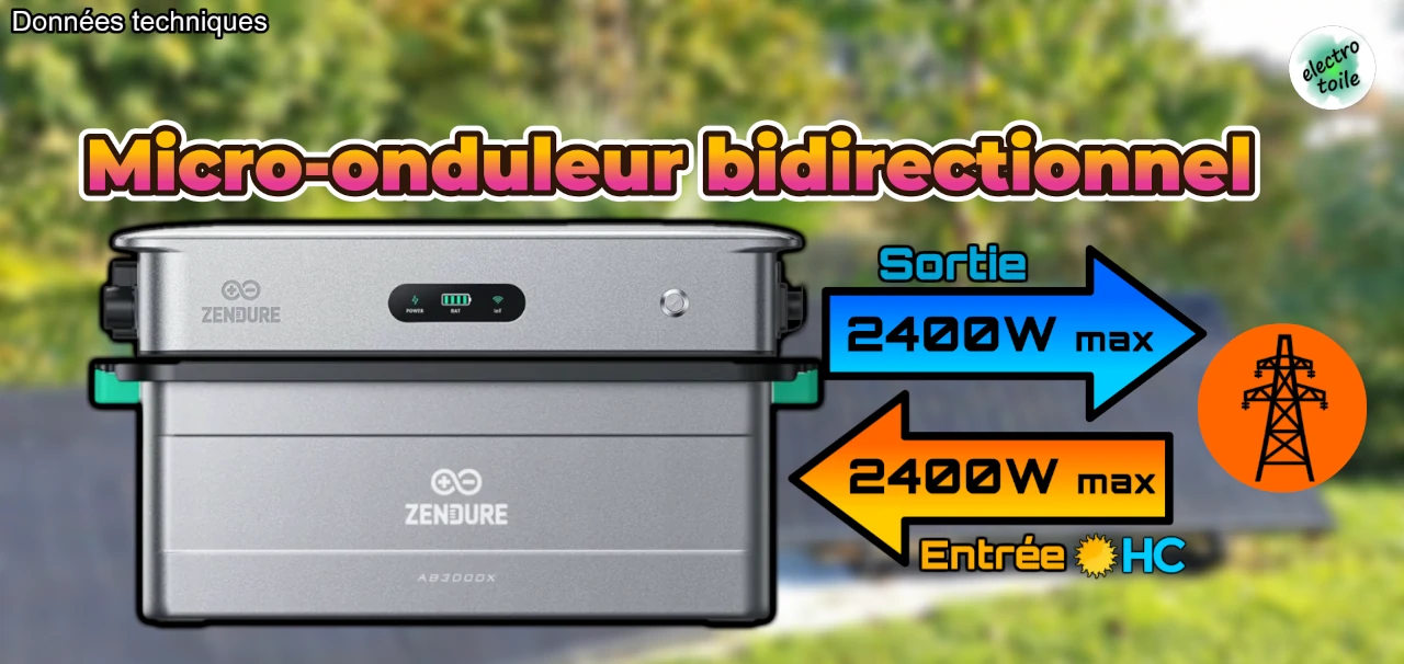 la puissance en entrée et sortie sur le réseau du micro-onduleur SolarFlow 2400 AC est de 2400 W maximum